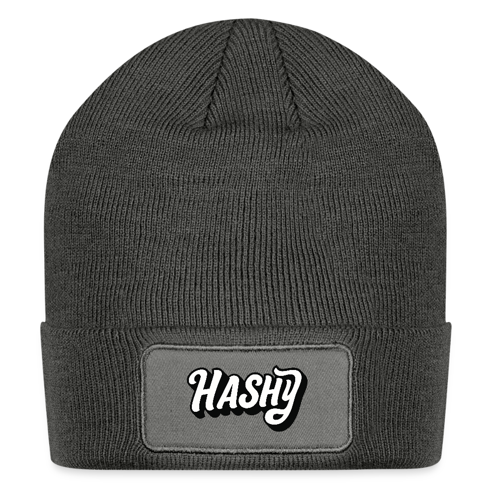 Patch Beanie - charcoal grey