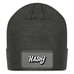 Patch Beanie - charcoal grey